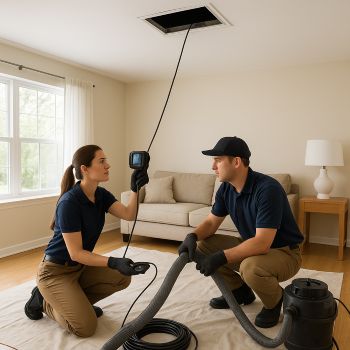 Professional air duct cleaning technician